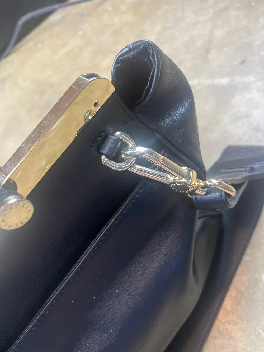 Furla Cortina Shoulder/Tote Bag in Burgandy and black